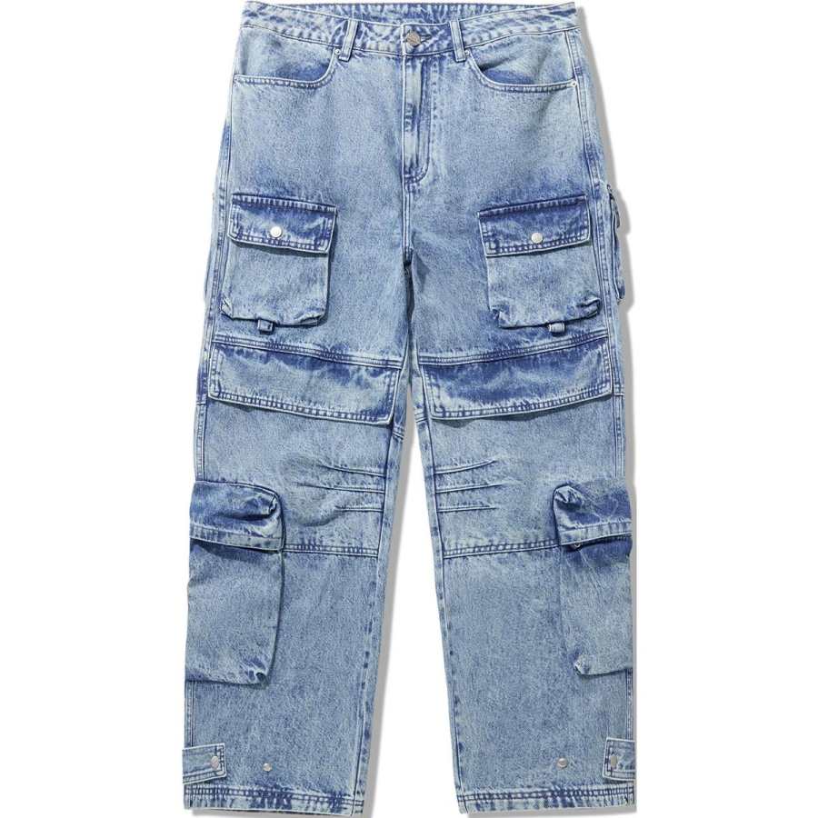 Li-Ning Li Ning Jeans Men's Light Blue Moderate Straight Fit Pants