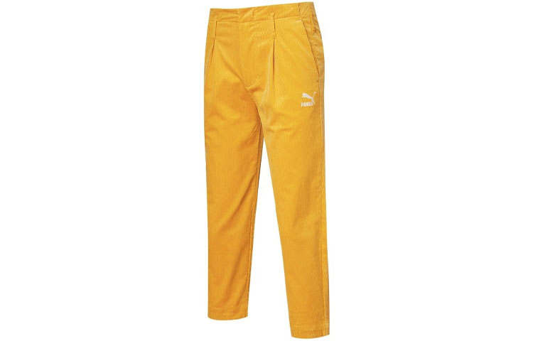PUMA Knitted Sweatpants Men's Stone Yellow Moderate Straight Fit Pants