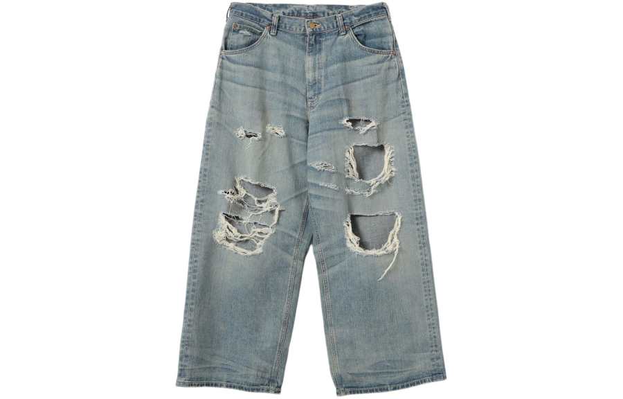 Lee Lee X Beams Jeans Unisex Blue Moderate Ripped Pants