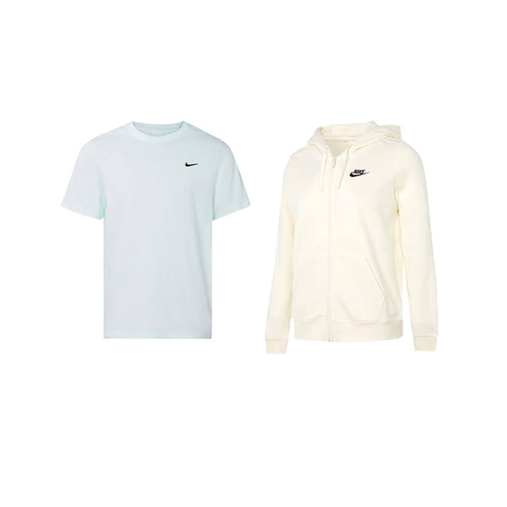 Nike Nike Jackets Men's Light Green T Shirt+Beige Jacket Crew Neck Moderate Wind Shell