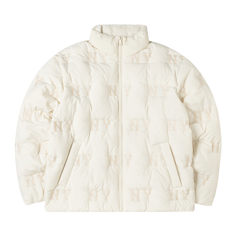 MLB New York Yankees Megagram New York Yankees Down Jumper Down Jacket Unisex Dark Cream