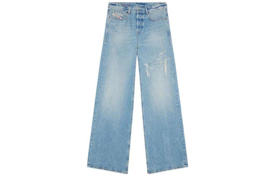 DIESEL Diesel light ripped wide jeans