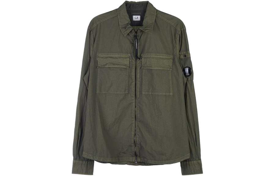 C.P.Company Logo Plaque Zipped Overshirt