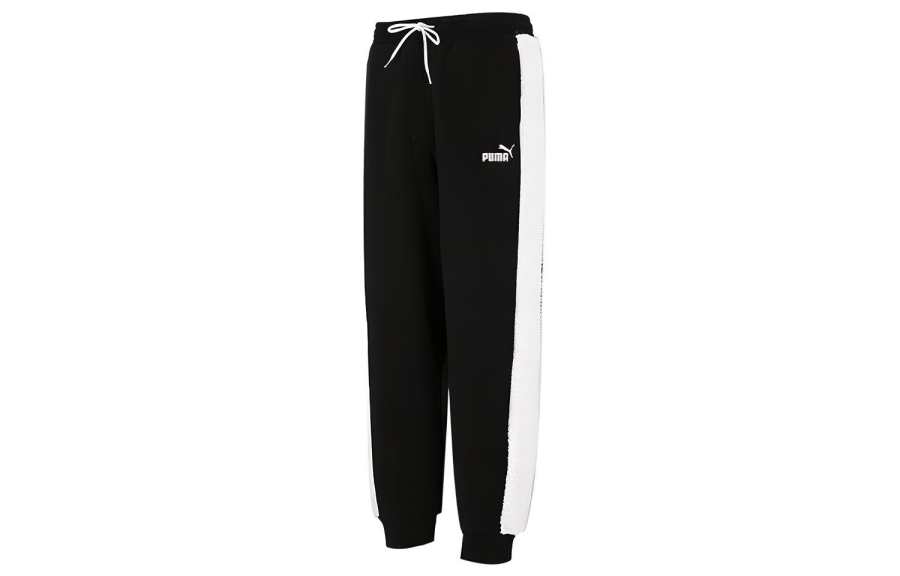 PUMA LUXE SPORT T7 Knitted Sweatpants Men's Black Thickened Cuffed Pants