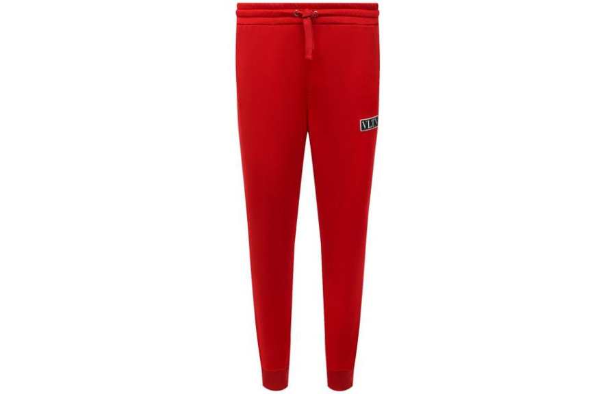 Valentino Knitted Sweatpants Men's Red Moderate Straight Fit Pants