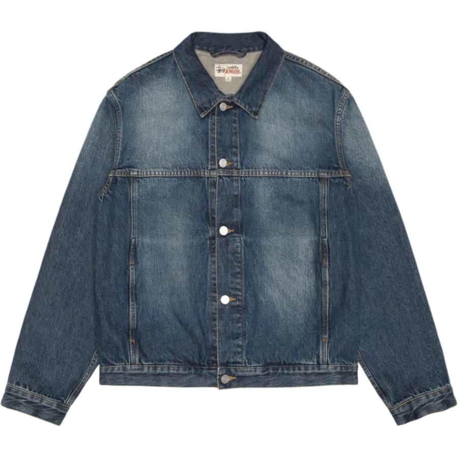 Stussy SS25 TRUCKER JACKET VINTAGE DENIM Jacket Men's Clothing