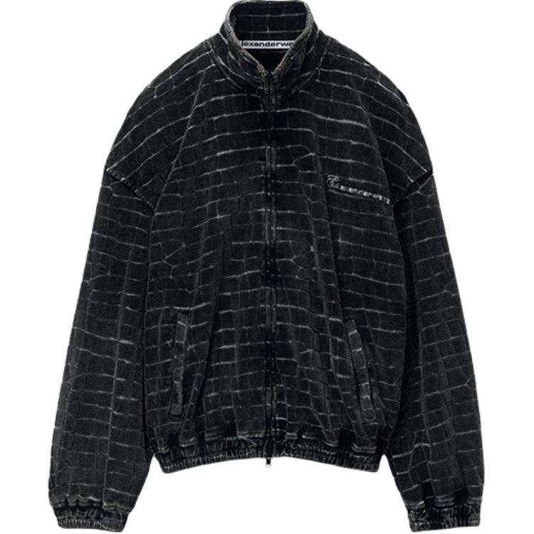 Alexander Wang Alexander Wang Crocodile-effect Velvet Bomber Jacket