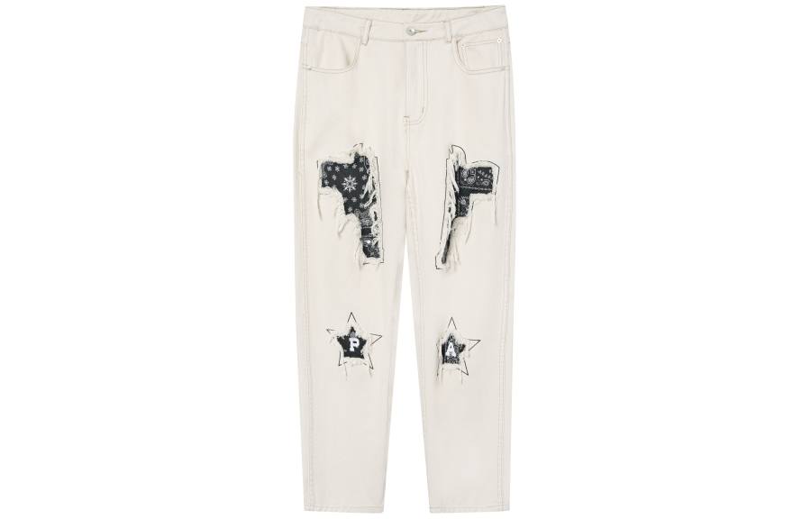 PASET Jeans Unisex Ecru Moderate Straight Fit Pants