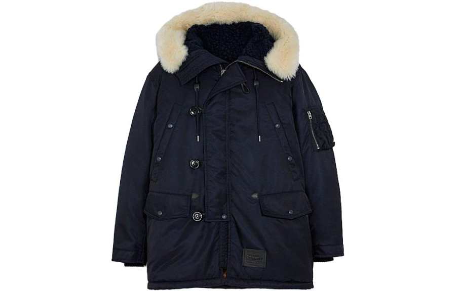 COACH COACH Parka Coats Men's Navy Hooded Moderate