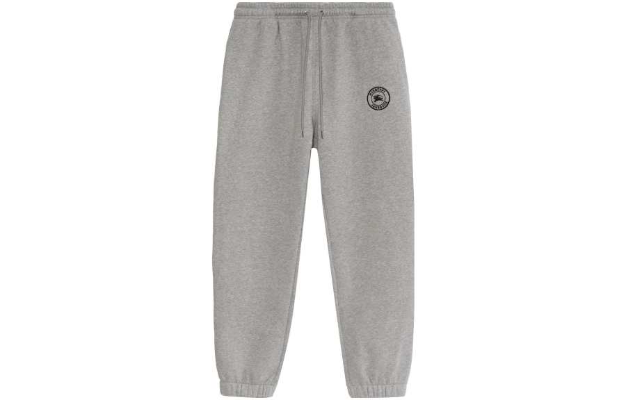 Burberry Embroidered Mélange Fleece-back Cotton-blend Jersey Sweatpants