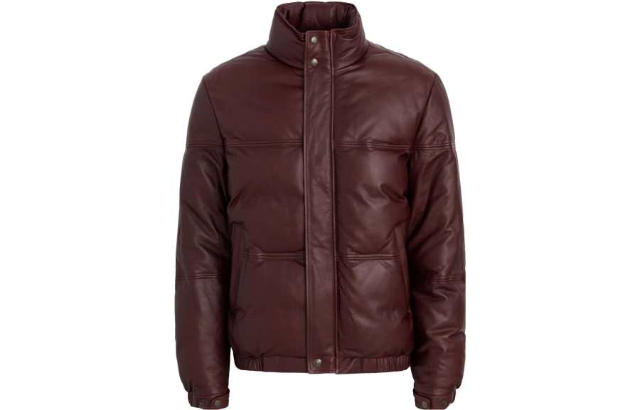 AIME LEON DORE Leather Jackets Unisex Red Stand Collar Moderate