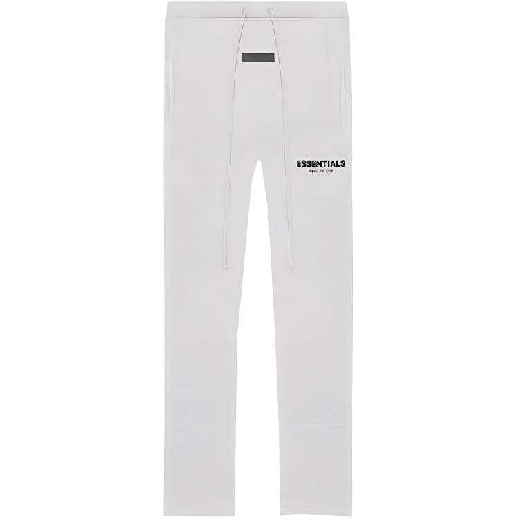 Fear Of God Essentials Fleece Lined SS22 Relaxed Sweatpants Light Oatmeal Solid Color Logo Flocked Drawstring American