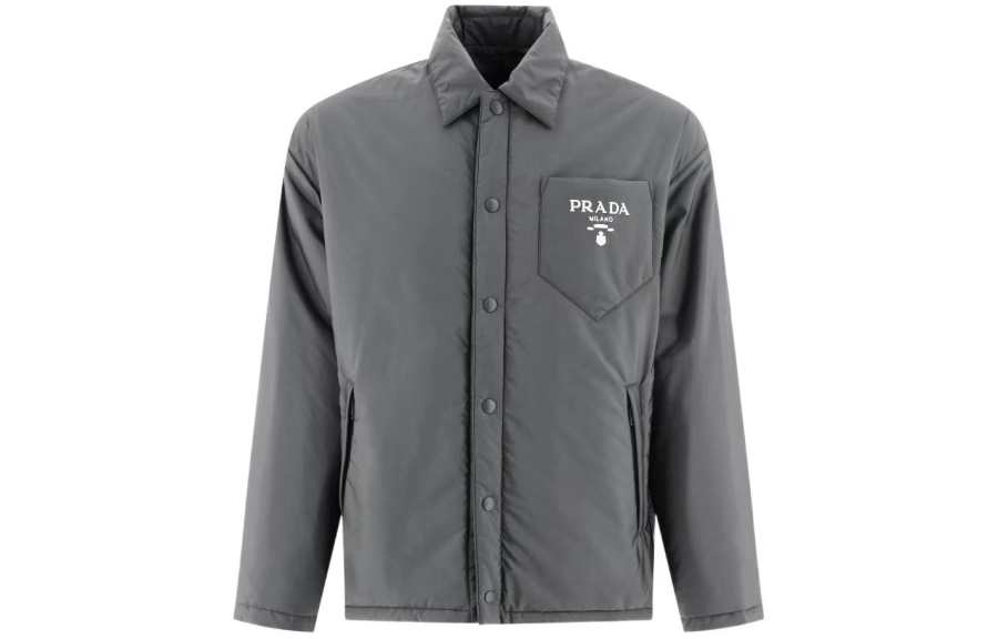 PRADA PRADA Puffer Jackets Men's Gray Lapel Moderate Other