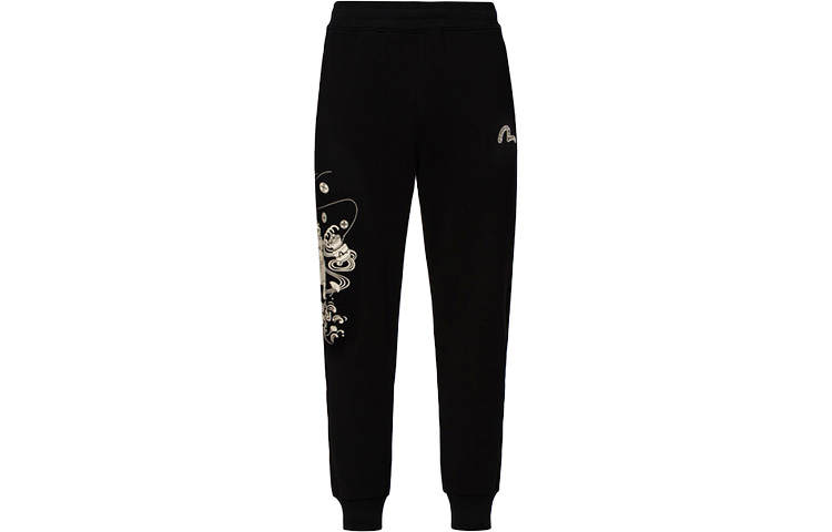 EVISU EVISU Knitted Sweatpants Men's Black Moderate Cuffed Pants