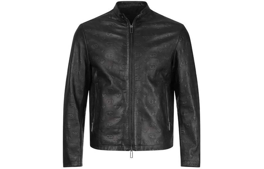 EMPORIO ARMANI SS23 Leather Jacket Men's Black