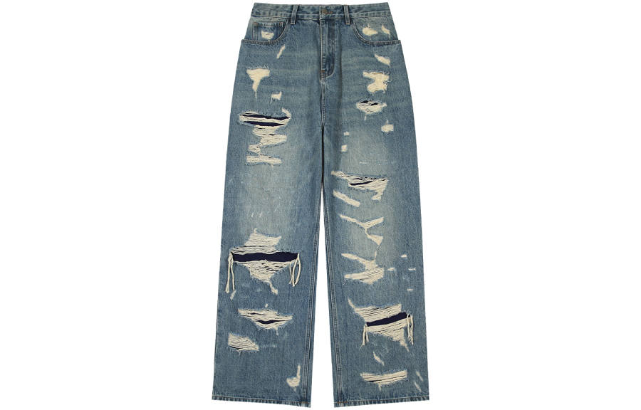 LOSTCTRL LOSTCTRL Jeans Unisex Blue Moderate Ripped Pants