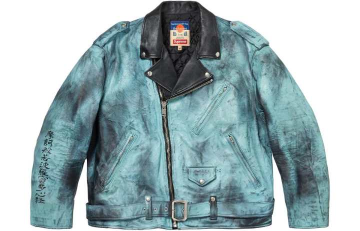 Supreme Supreme Blackmeans Painted Leather Motorcycle Jacket