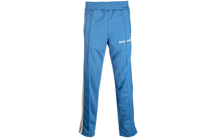 PALM ANGELS Knitted Sweatpants Men's Blue Moderate Straight Fit Pants