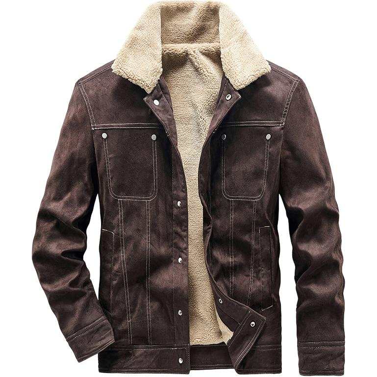 JEEP SPIRIT American Vintage Style Fur Collar Campus Coat Thickened And Fleece Lined US Version Thermal Denim Jacket
