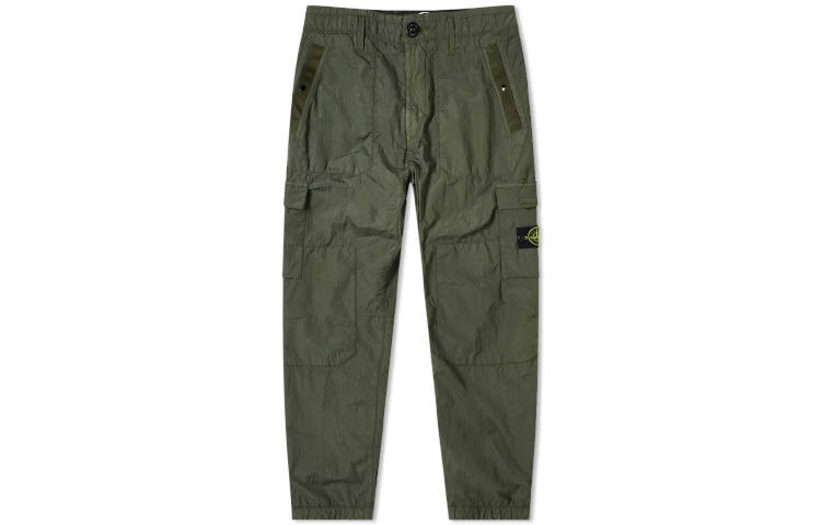 STONE ISLAND Casual Pants Men's Army Green Moderate Cuffed Pants