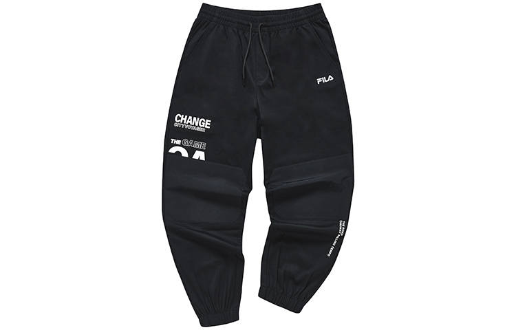 FILA FUSION STREET SPORT Knitted Sweatpants Men's Pitch Black Moderate Cuffed Pants