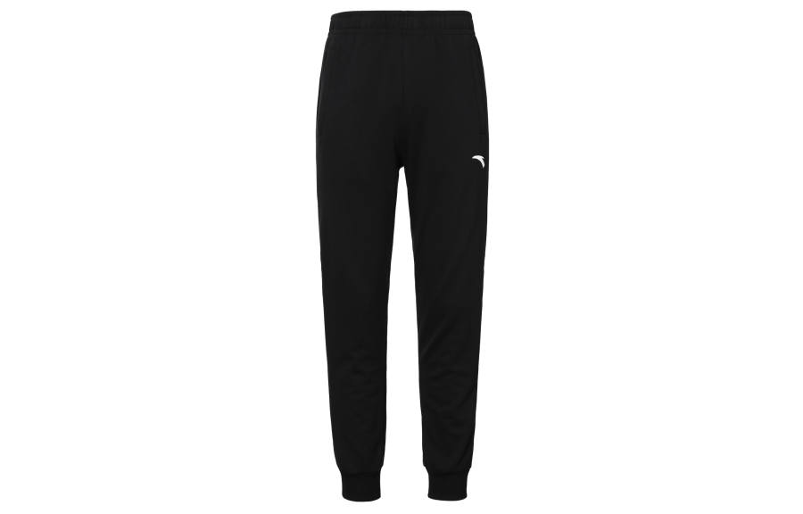 ANTA Knitted Sweatpants Men's Black Moderate Cuffed Pants