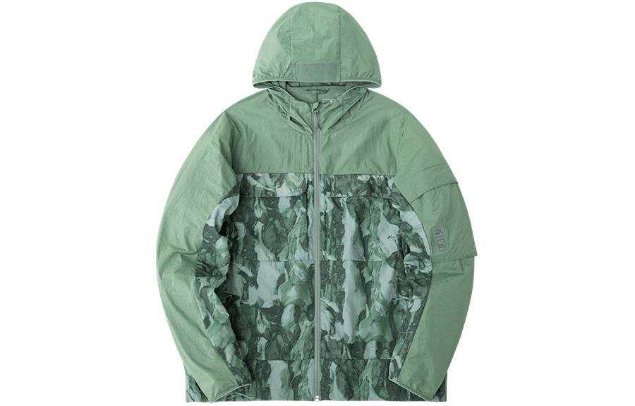 Anta Outdoor Collection Trench Coat Men's Blue Tile Green/All Over Print