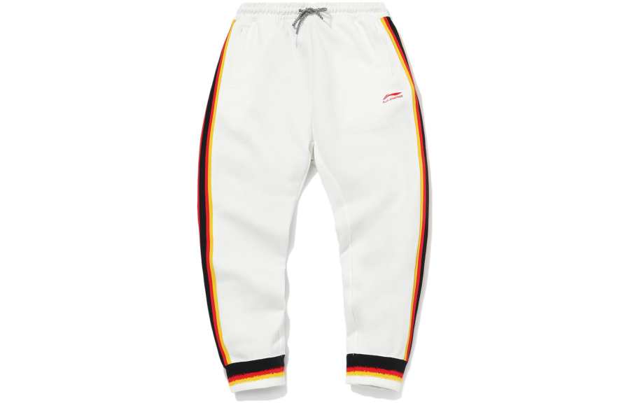 Li-Ning Li Ning China Li Ning Knitted Sweatpants Men's White Moderate Cuffed Pants