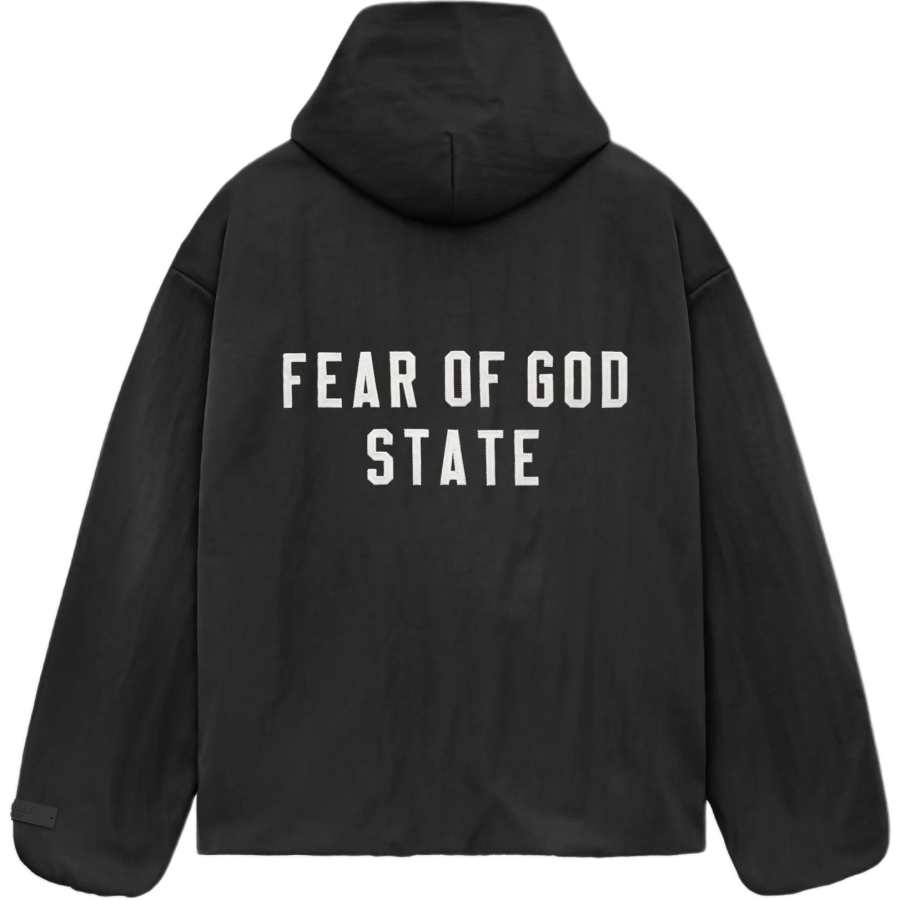 Fear Of God Essentials Fall24 BACK To SCHOOL Textured Nylon Hooded Coaches Jackett Logo Jacket Men's