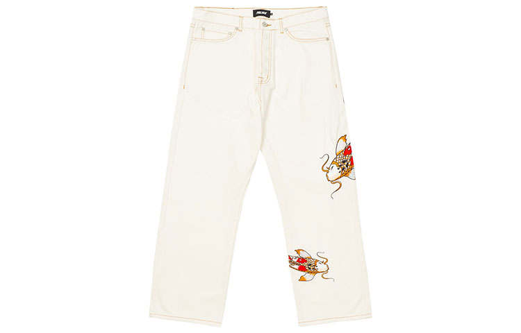 PALACE Jeans Unisex White Moderate Straight Fit Pants