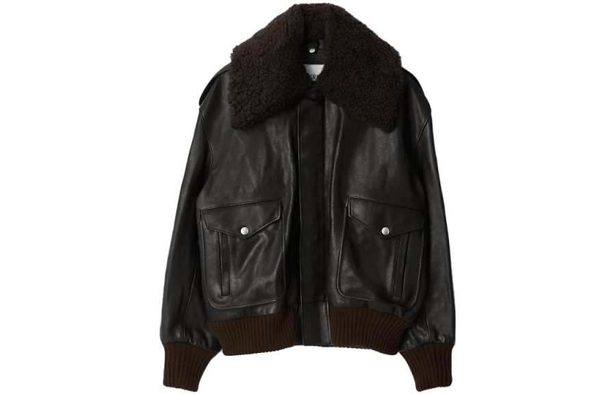 Burberry Burberry Shearling Collar Leather Jacket