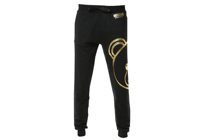 MOSCHINO Knitted Sweatpants Men's Black Moderate Cuffed Pants