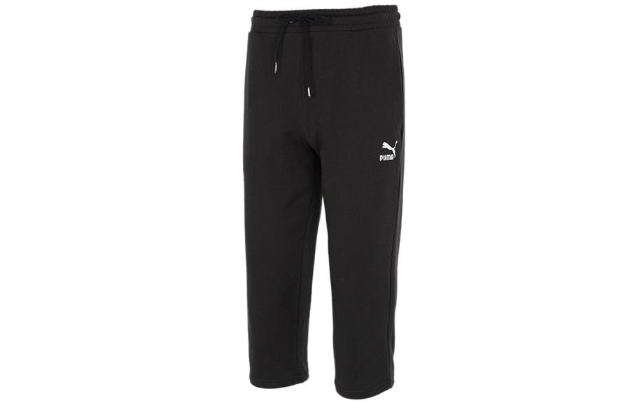 PUMA Knitted Sweatpants Men's Black Moderate Straight Fit Pants