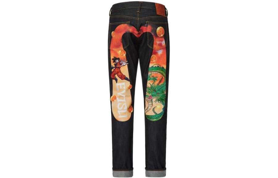 EVISU X Dragon Ball Z Co Branded Jeans Men's Denim Blue Moderate Tapered Pants