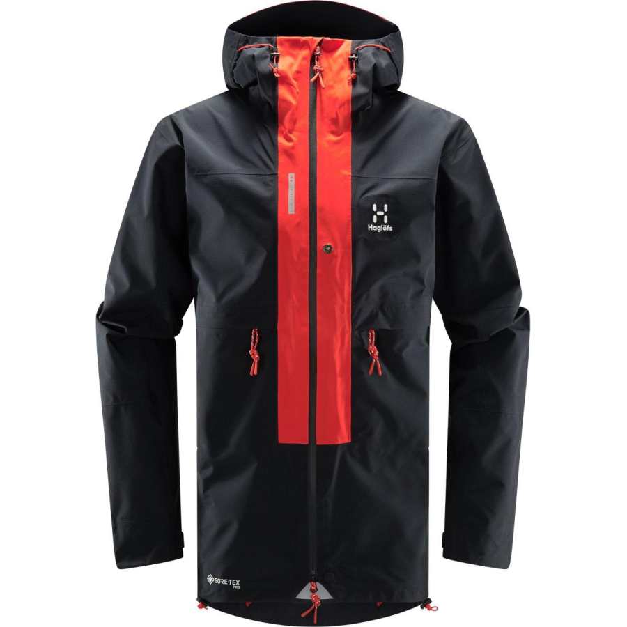 HAGLÖFS Waterproof, Windproof, And Breathable Windbreaker Jacket Men's Pure Black/Genuine Red