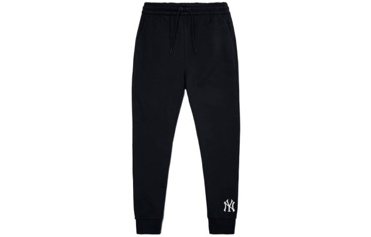 MLB New York Yankees Knitted Sweatpants Unisex Black Moderate Cuffed Pants