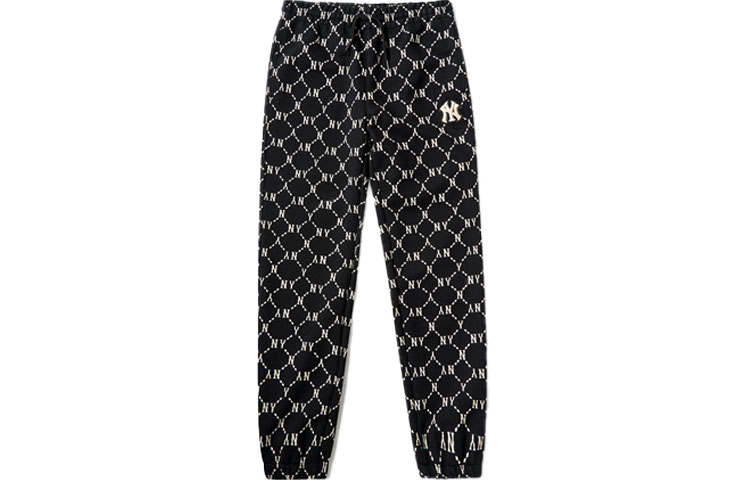 MLB MLB Old Flower Knitted Sweatpants Unisex Black Moderate Cuffed Pants