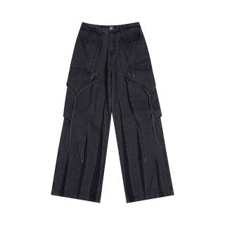 DND4DES Jeans Unisex Black Moderate Straight Fit Pants