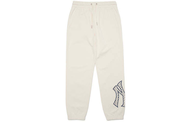 MLB New York Yankees Knitted Sweatpants Unisex Beige Moderate Cuffed Pants
