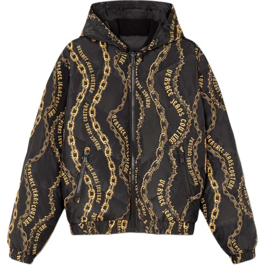 Versace Jeans Couture reversible chain-print hooded jacket