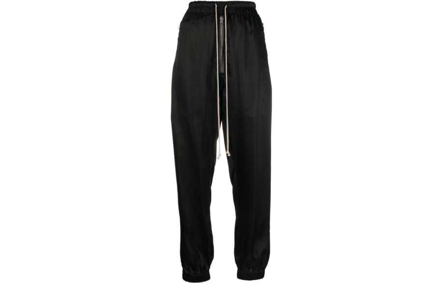 RICK OWENS Knitted Sweatpants Men's Black Moderate Cuffed Pants