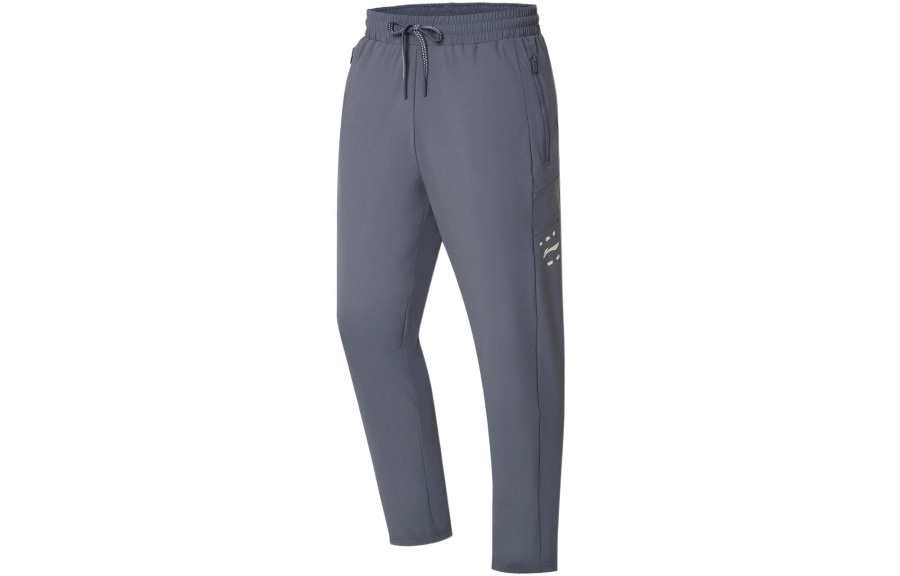 Li-Ning Li Ning Fitness Series Knitted Sweatpants Men's Gray Moderate Straight Fit Pants