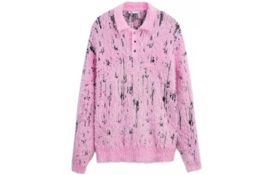 ZARA Furs Men's Pink Polo Collar Moderate