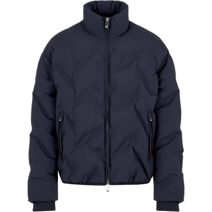 EMPORIO ARMANI Full zip Nylon Down Jacket With All over Matelassé effect Micro Eagle