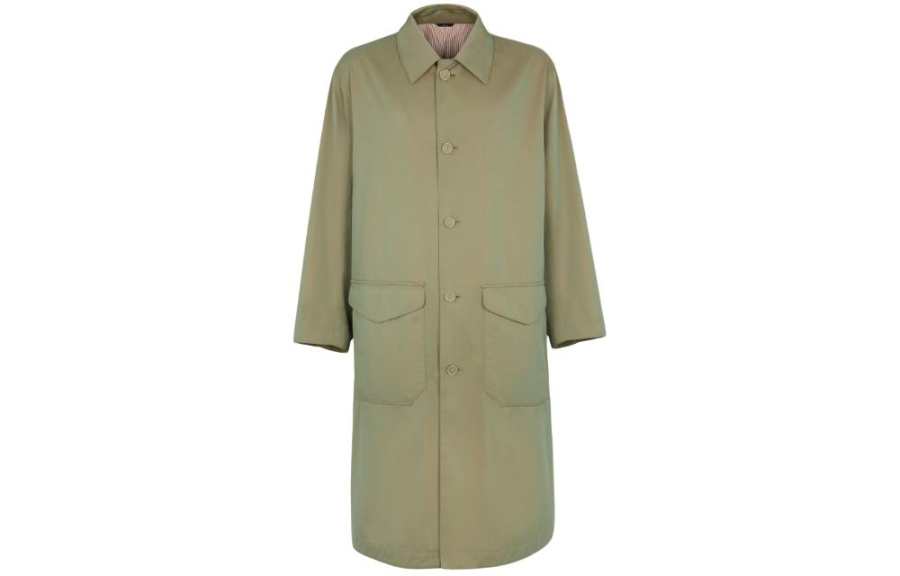FENDI Green Coated Cotton Trench Coat Trench Coat Men's Green
