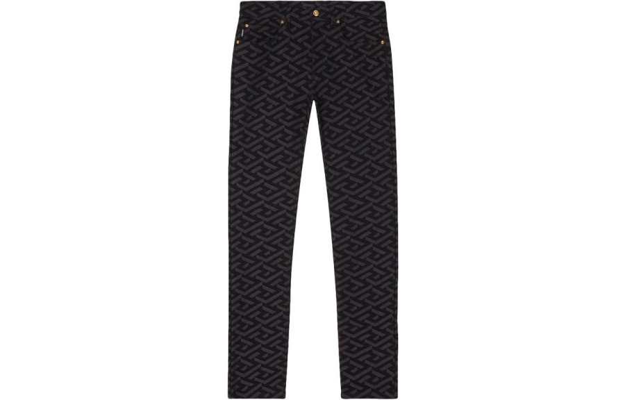 VERSACE VERSACE Jeans Men's Black Moderate Straight Fit Pants