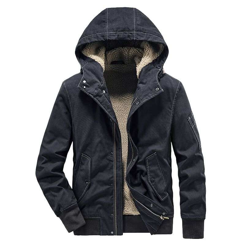 JEEP SPIRIT Outdoor Sports Casual Hooded Thickened And Fleece Lined Flight Puffer Jacket Men's