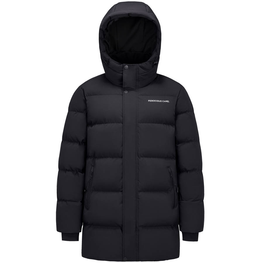 CAMEL CAMEL Solid Color Water-Repellent Oil Stain Resistant Warm Hooded Windproof Stand Collar Mid-Length Down Jacket Unisex