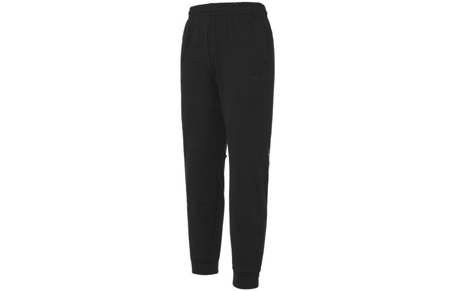 ANTA Knitted Sweatpants Men's Black Thickened Cuffed Pants
