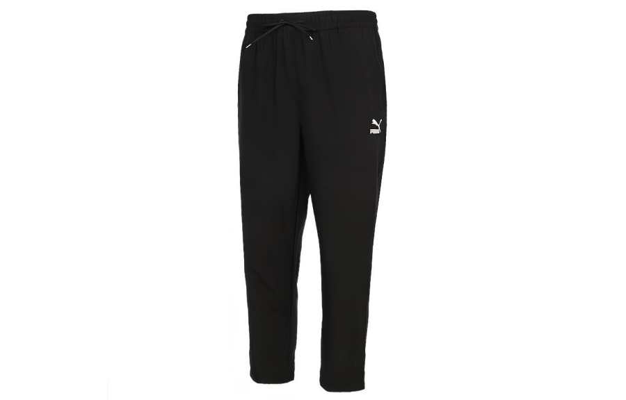 PUMA Knitted Sweatpants Men's Black Moderate Straight Fit Pants